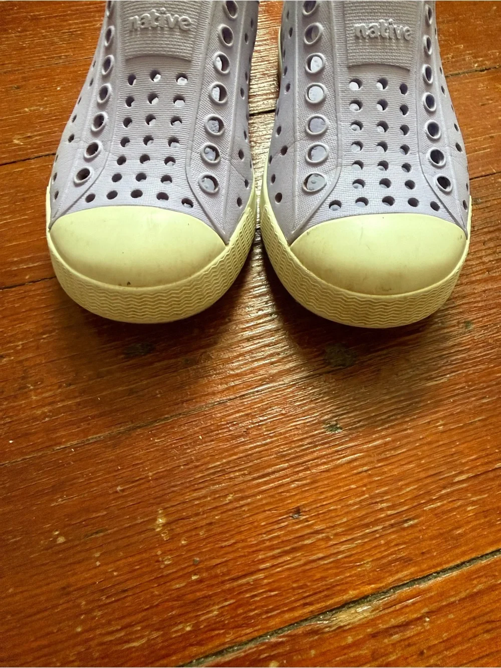 Native Kids Slip-On Water Shoes in Lavender with White Toe